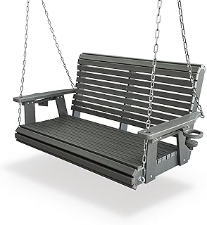 HDPE Porch Swing with 18/8 Stainless Steel Bolts, Ergonomic Design, Ultr...