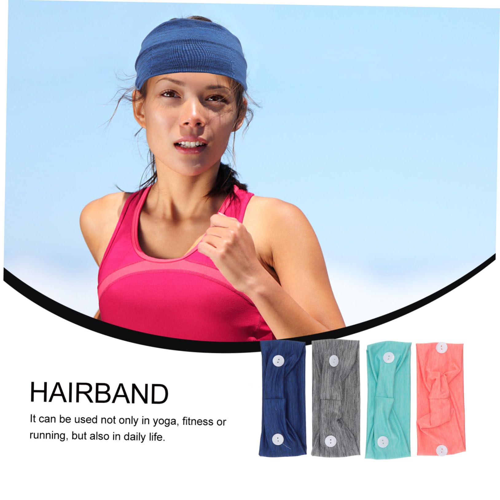 DOITOOL 12pièces Bandeau Élastique Avec Boutons Pour Turban De Auditive Bandeau De Sport Absorbant La Sueur Wraps De Yoga Pour Femmes Et Filles Pour Et