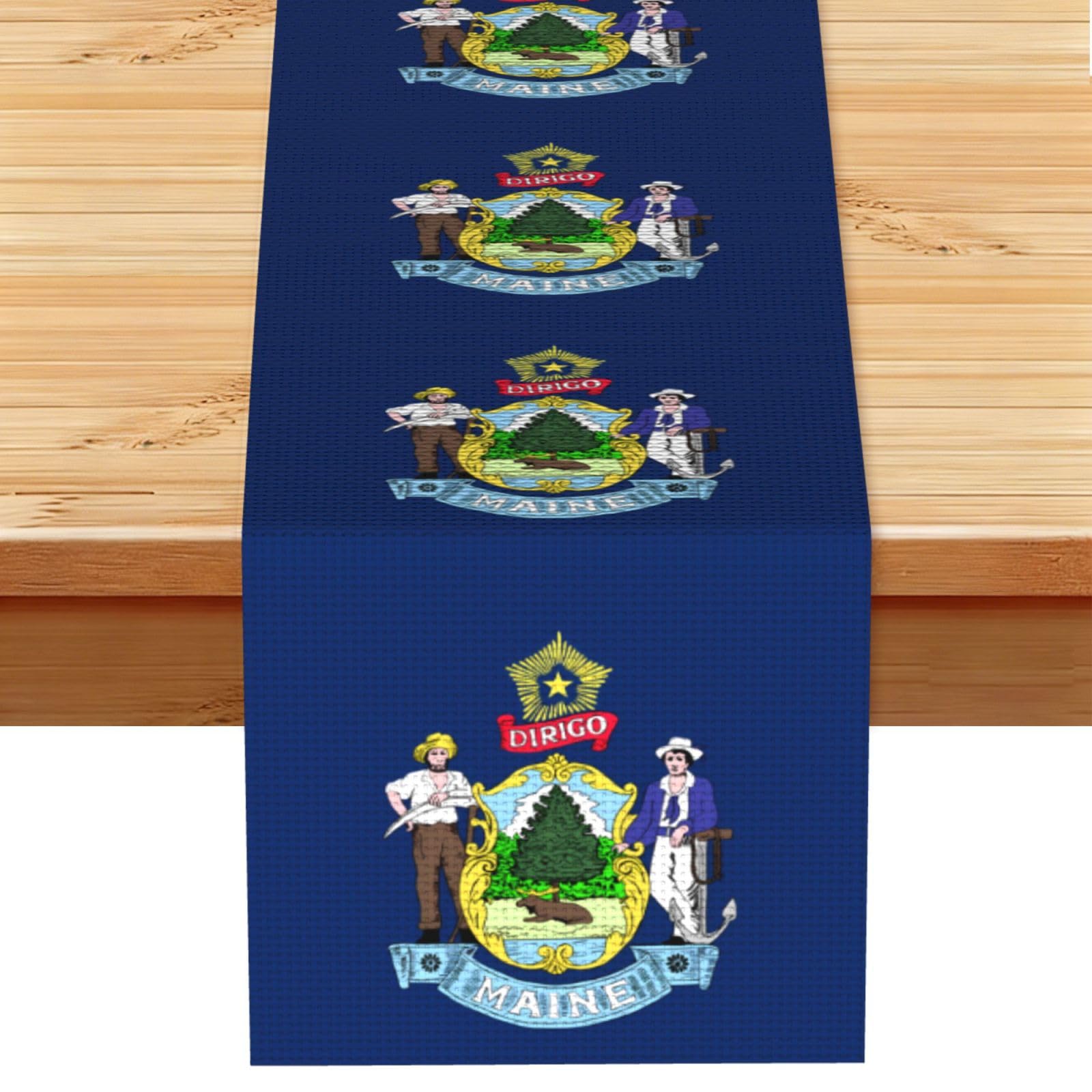 Maine State Flag Table Runner 13x72 Inch Dining Decor