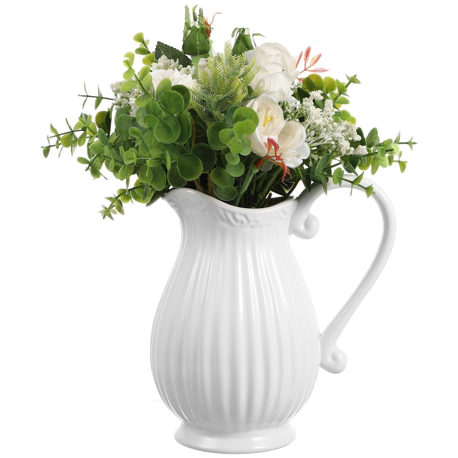 Entryway Decor Ceramic Pitcher Vase Porcelain Flower Arranging Pot Simple Nordic Floral Container Unique House Gifts