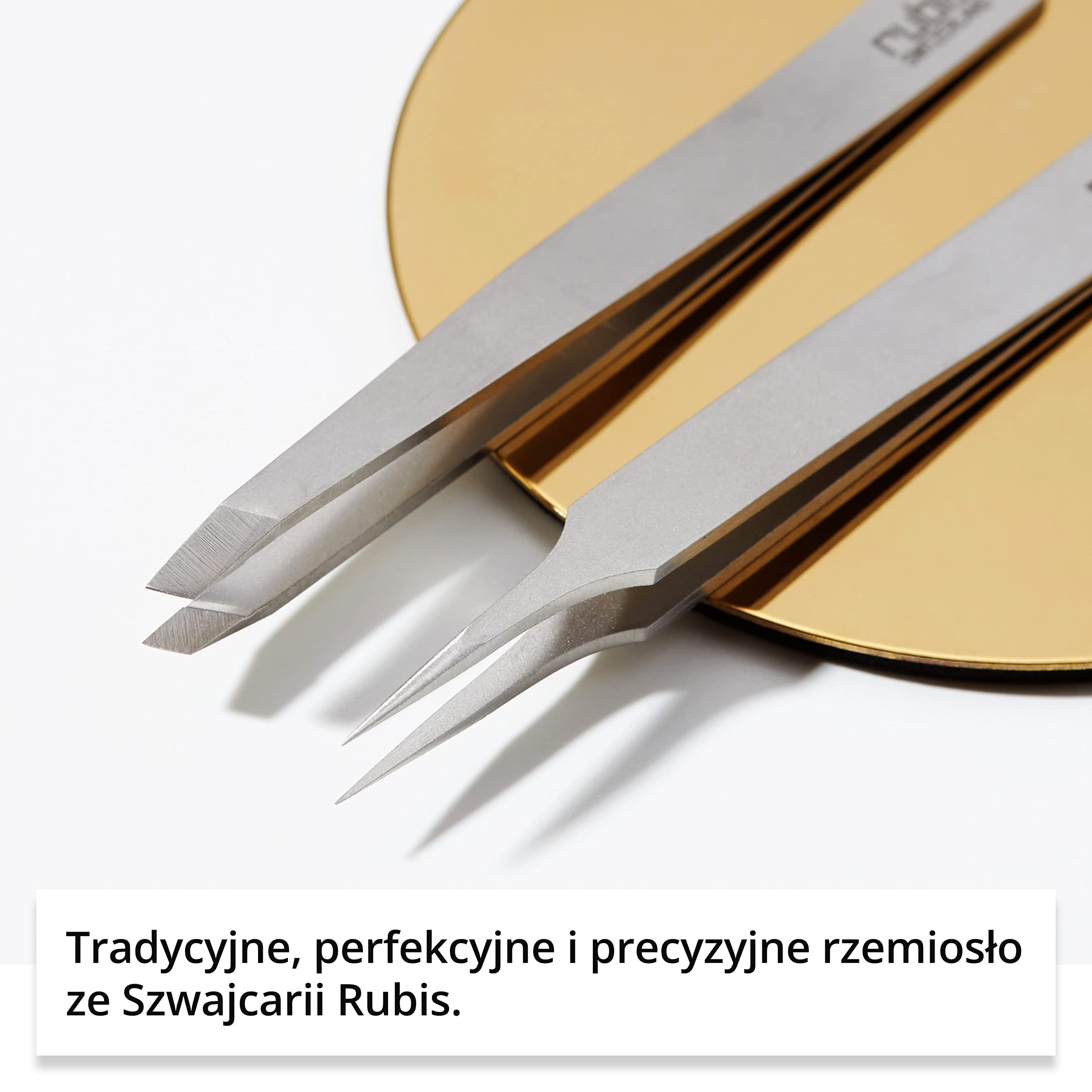 Rubis Pęseta do brwi, ukośna końcówka ze stali nierdzewnej, 9 cm, do wyrywania i kształtowania brwi.