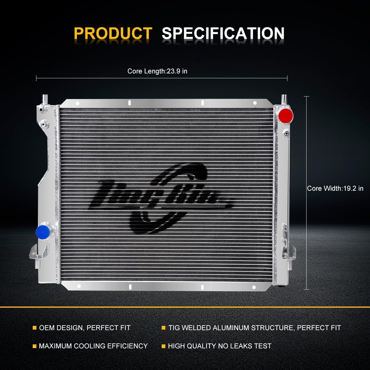 CU2789 All Aluminum Radiator Compatible with FORD MUSTANG 2005-2014 4.0L 4.6L 5.0L V6 V8, 3-Row Race Radiator