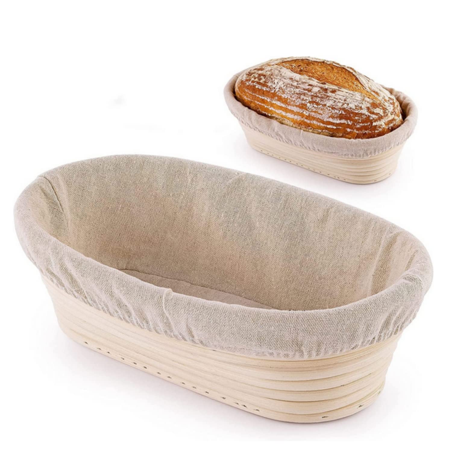 SKEIDO Oval Bread Proofing Basket Baking Supplies Rattan Banneton Brotform Portable Sourdough Banneton Bread Basket Woven Kitchen Tools 25x15x8cm