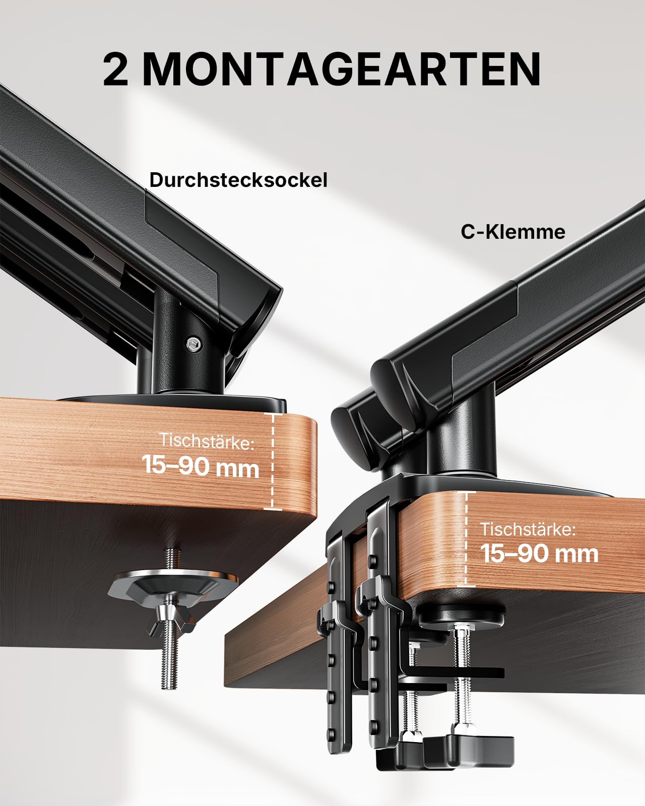 HUANUO MonitorHalterung 2 Monitore für 13–32 Zoll, MechaSpring Bildschirmhalterung bis 9 kg, FlowLift Pro Monitorarm (Neigung/Schwenk/Rotation) werkzeuglos montierbar VESA 75/100 mm, für Gaming&Office