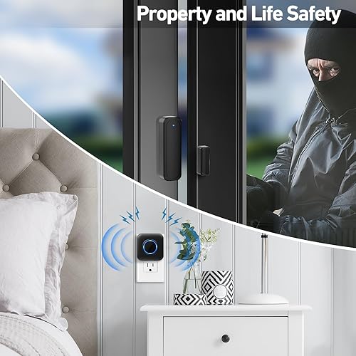 Miniatura 4 de Timbre inalámbrico para puerta con sensor abierto, rango de 600 pies, 4 niveles de volumen, 52 campanillas de melodías, indicador LED para el hogar
