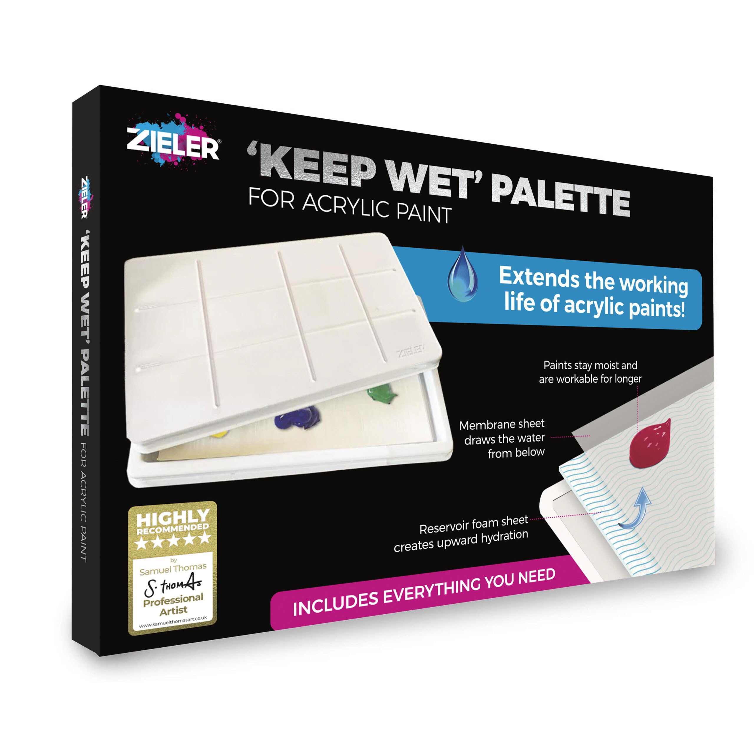 Evita que el acrílico se seque con la paleta Keep Wet Zieler de cierre hermético y recambios