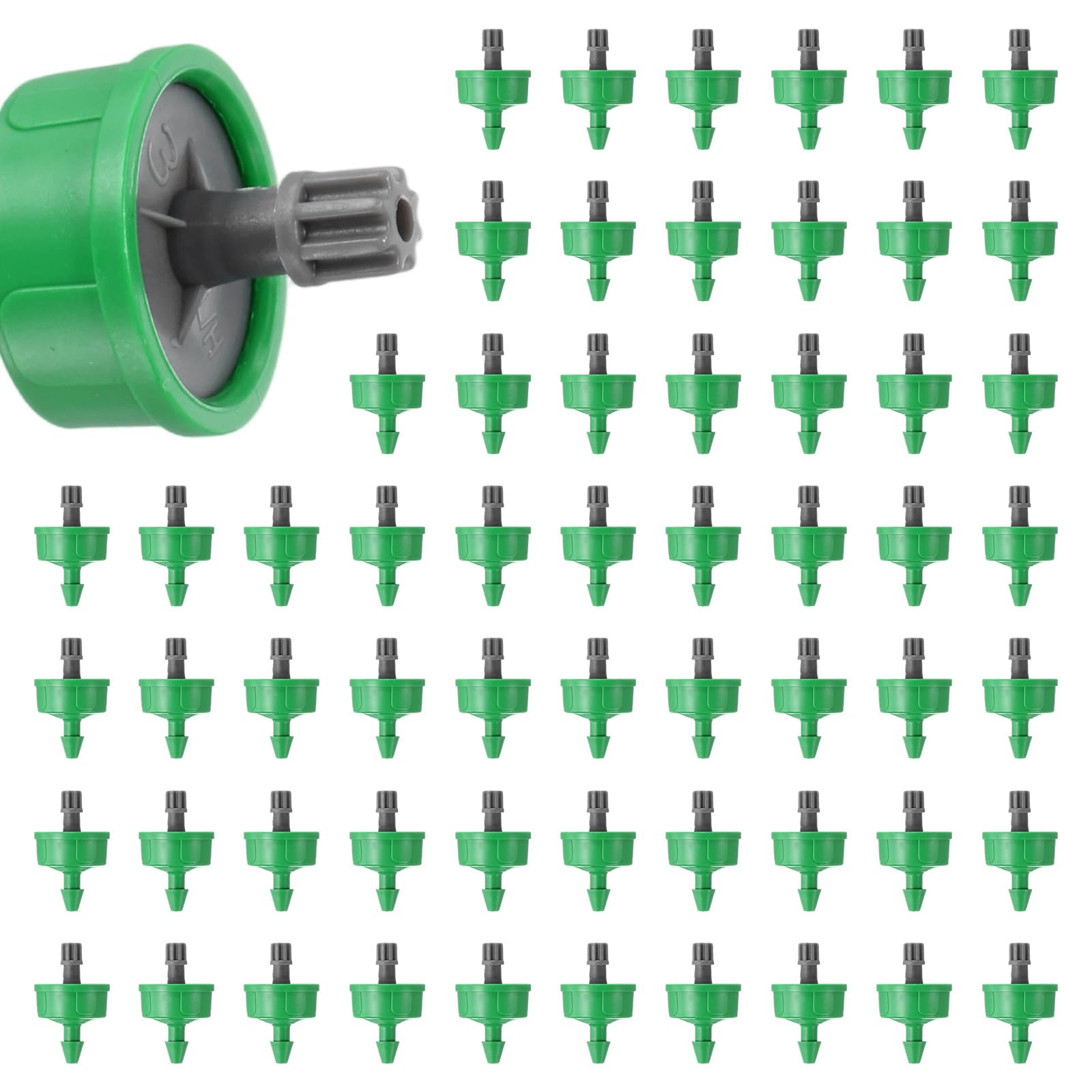 M METERXITY 60-Pack 0.79GPH Pressure Compensating Drippers, Green+Gray