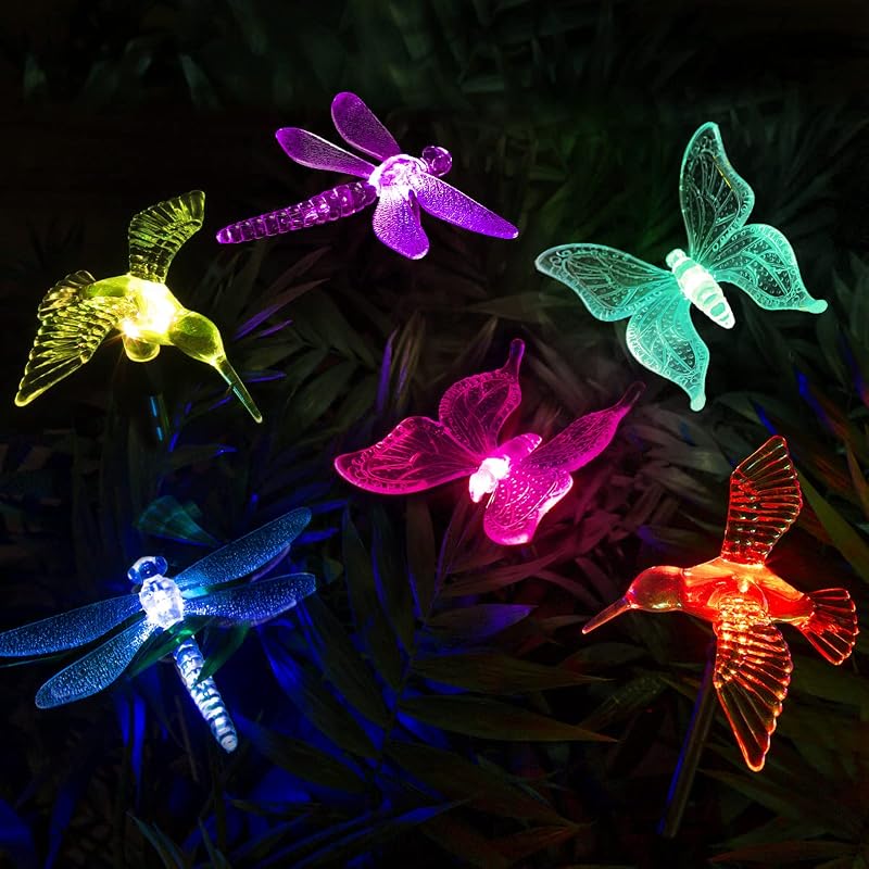GIGALUMI Luces solares para jardín Luces impermeables para caminos de mariposas al aire libre 6 piezas