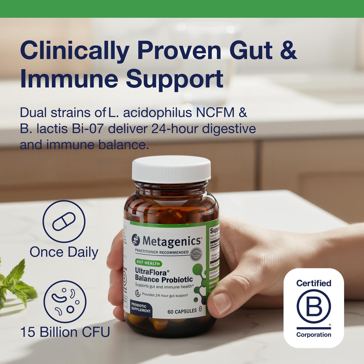 Metagenics, Suplemento probiótico UltraFlora Balance, 60 unidades