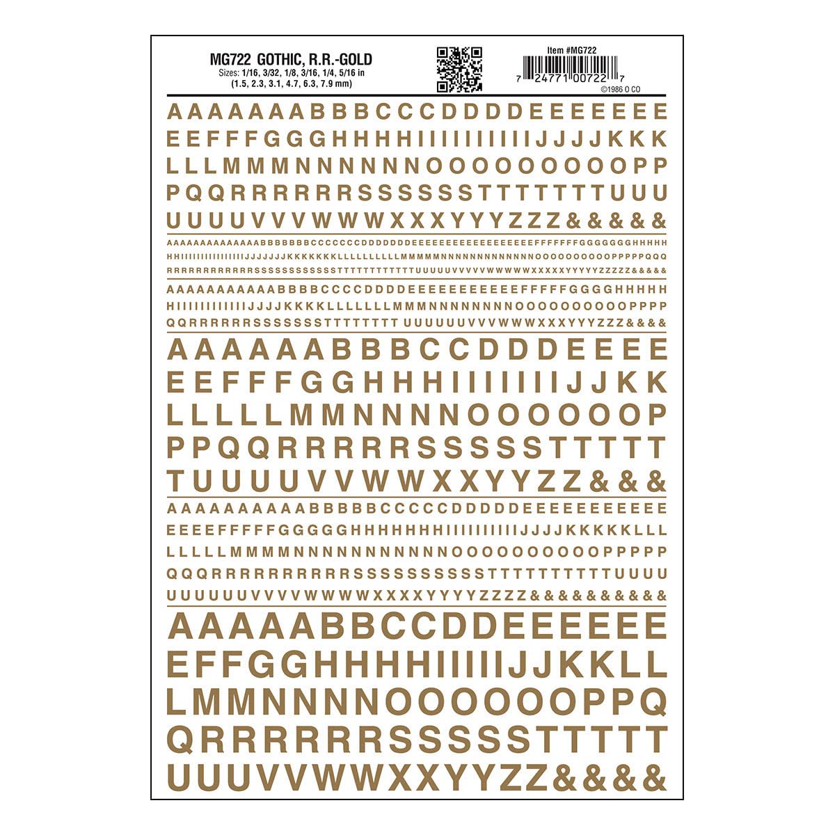 Woodland Scenics Gothic R.R. Gold Decals, Transfer Burnisher, Small (1/16 to 5/16), Adult, Teen