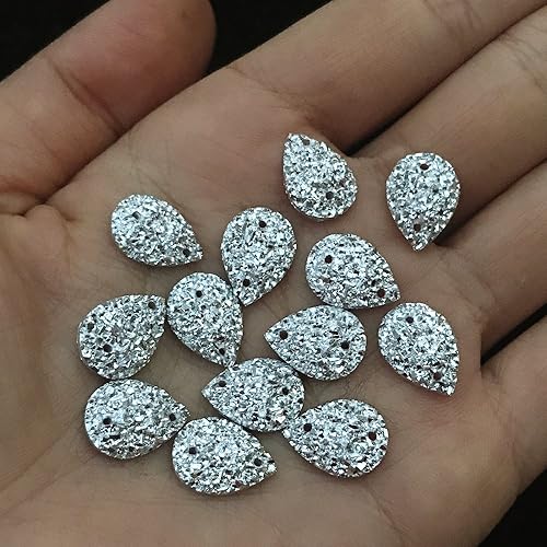 Miniatura 4 de Diamantes de imitación plateados brillantes en forma de gota para coser para ropa, zapatos, accesorios, gemas de estrellas, 100 unidades (0.394 x