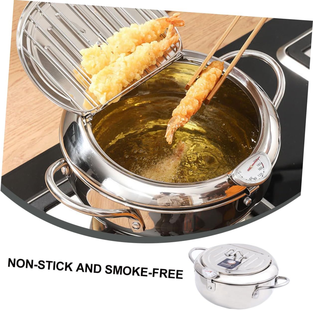 Unomor Mini Deep Fryer Basket Turkey Fryer Pot Induction Frying Pan Household Frying Pan