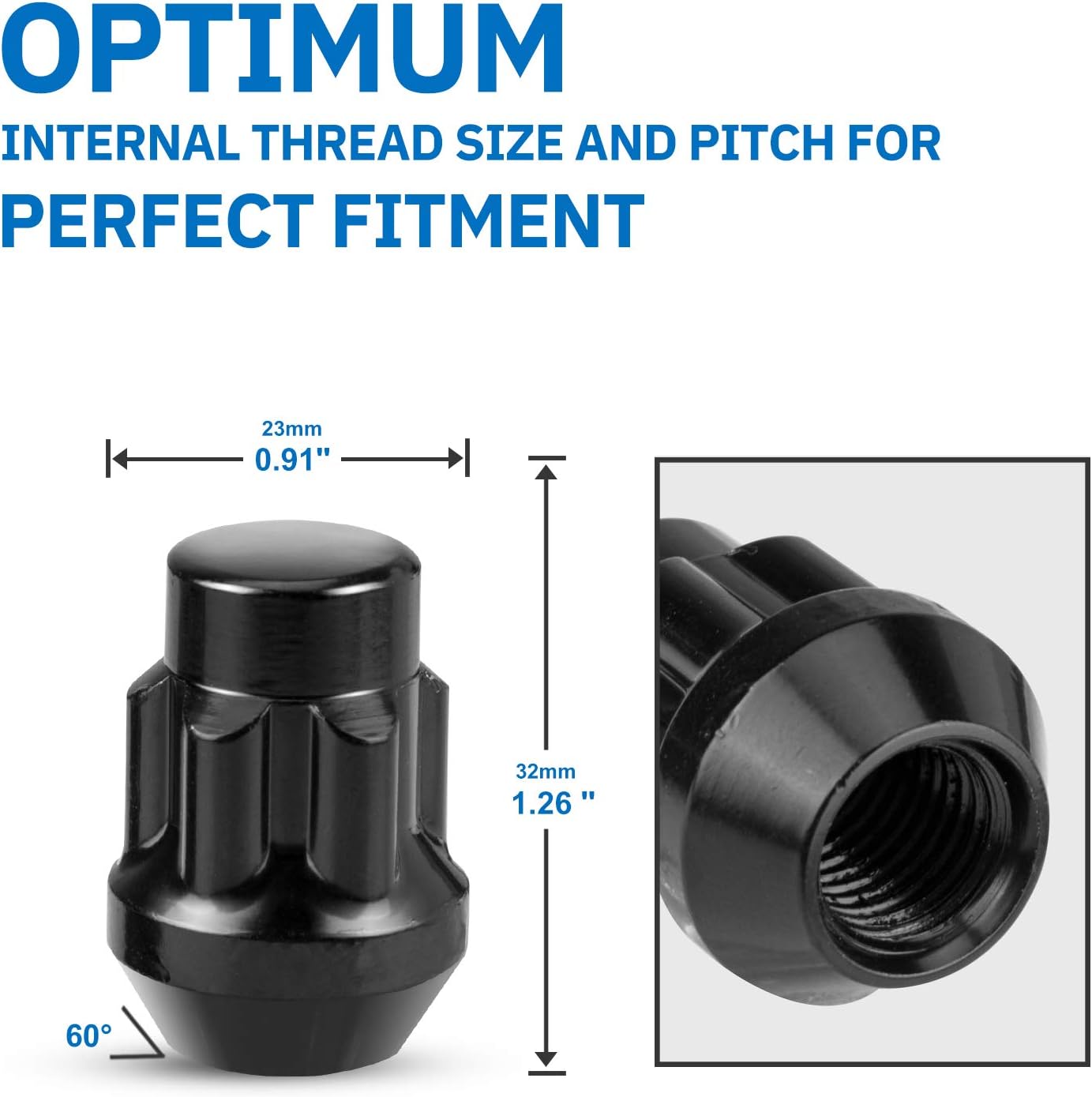 Wееklу Tор Sаlе SIZZER M12x1.5 Lug Nuts 1.26” Long 5 Spline Bulge Acorn Aftermarket 12mmx1.5 Wheel Lug Nut Black Finish, Set of 20 + Socket Key