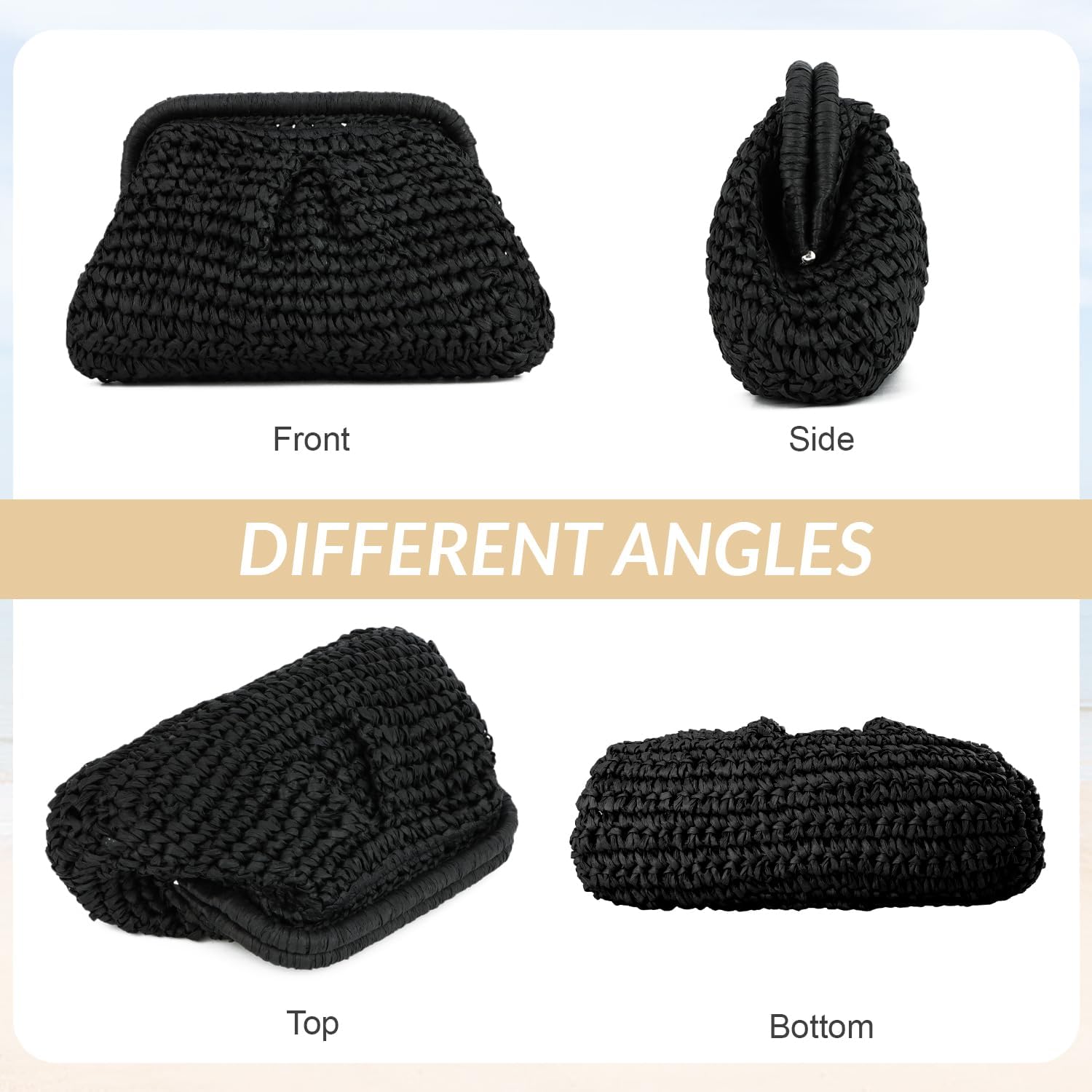 Freie Liebe Straw Clutch Purses for Women Woven Dumpling Bag Summer Beach Clutch Wicker Crossbody Purses - Image 6