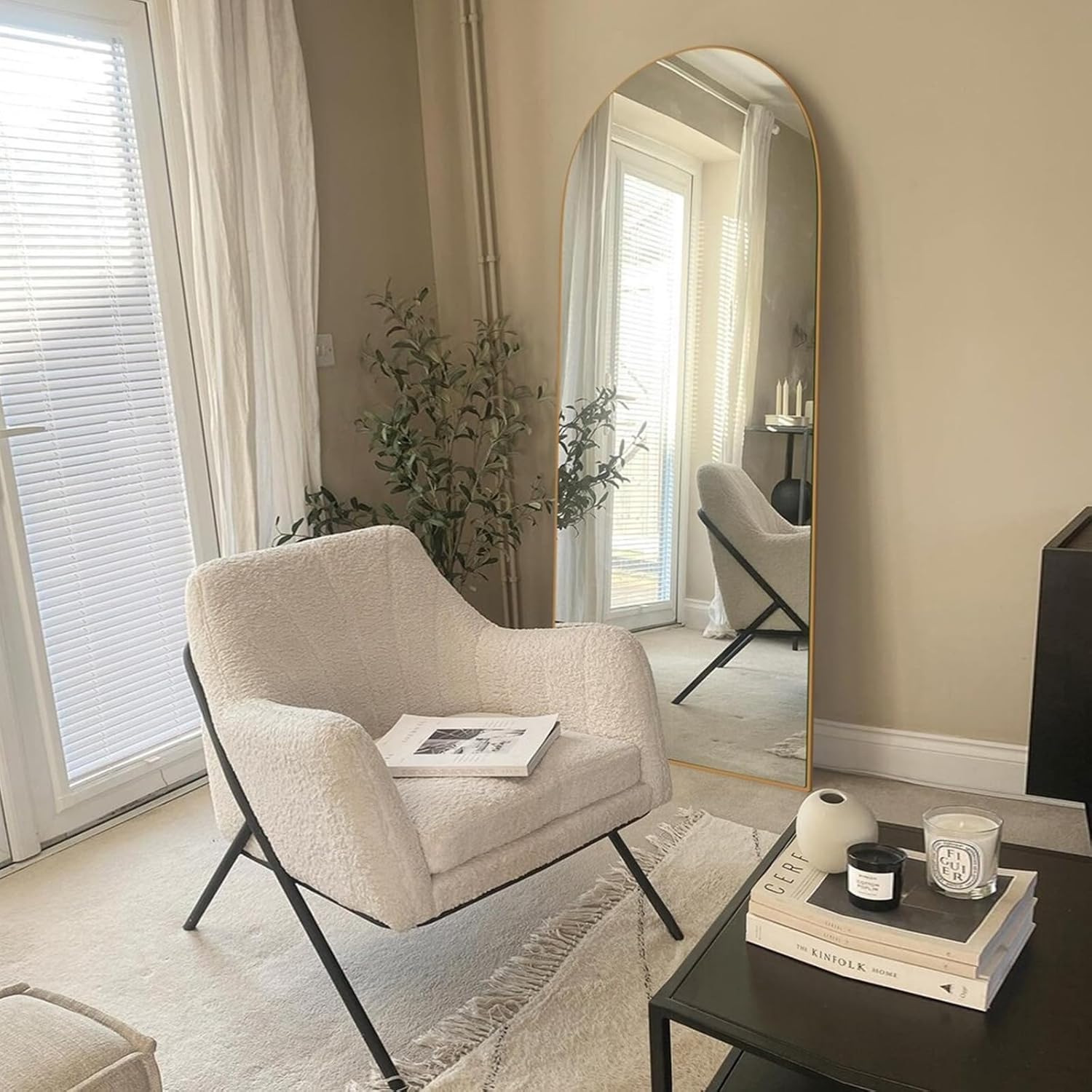 sunqueen 58"x19" floor mirror full length, arched full length mirror with stand, full body mirrors for bedroom living room or cloakroom gold gold 58"l x 19"w