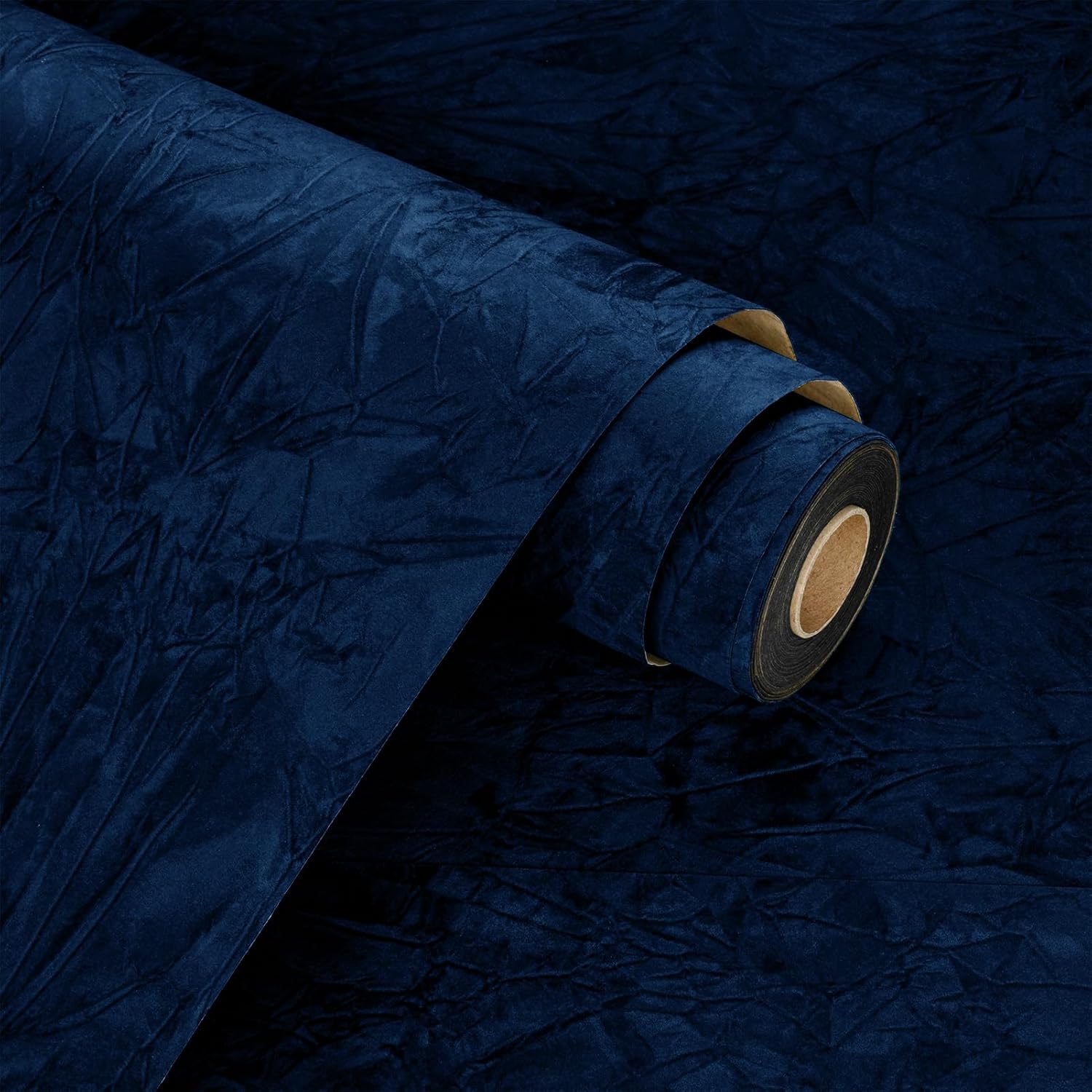 WESTICK Self Adhesive Blue Velvet Fabric Wallpaper 15.8" x 394" Soft Velvet Flocking Drawer Liner for Jewelry Box Peel and Stick Felt Contact Paper for DIY Art Crafts Shelf Liner Cabinets Walls