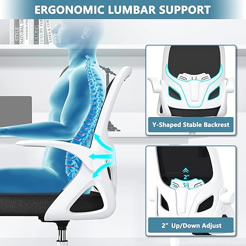 Miniatura 3 de Silla de dibujo alta con anillo reposapiés para el hogar y el trabajo, silla ergonómica de oficina para el hogar con brazos abatibles y soporte