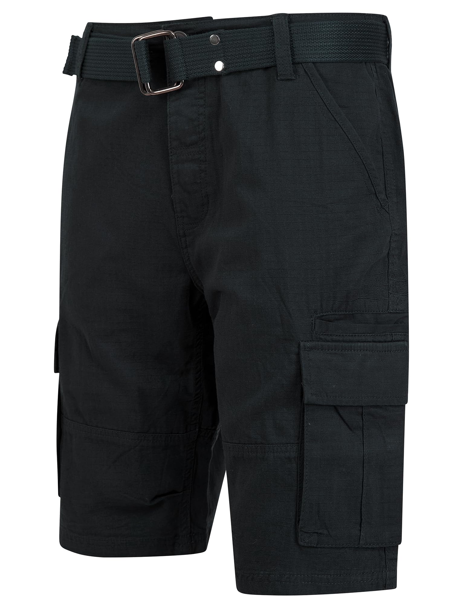 Tokyo Laundry Men's Positano - Navy Multi-Pocket Ripstop Cotton Cargo Shorts With Woven Belt