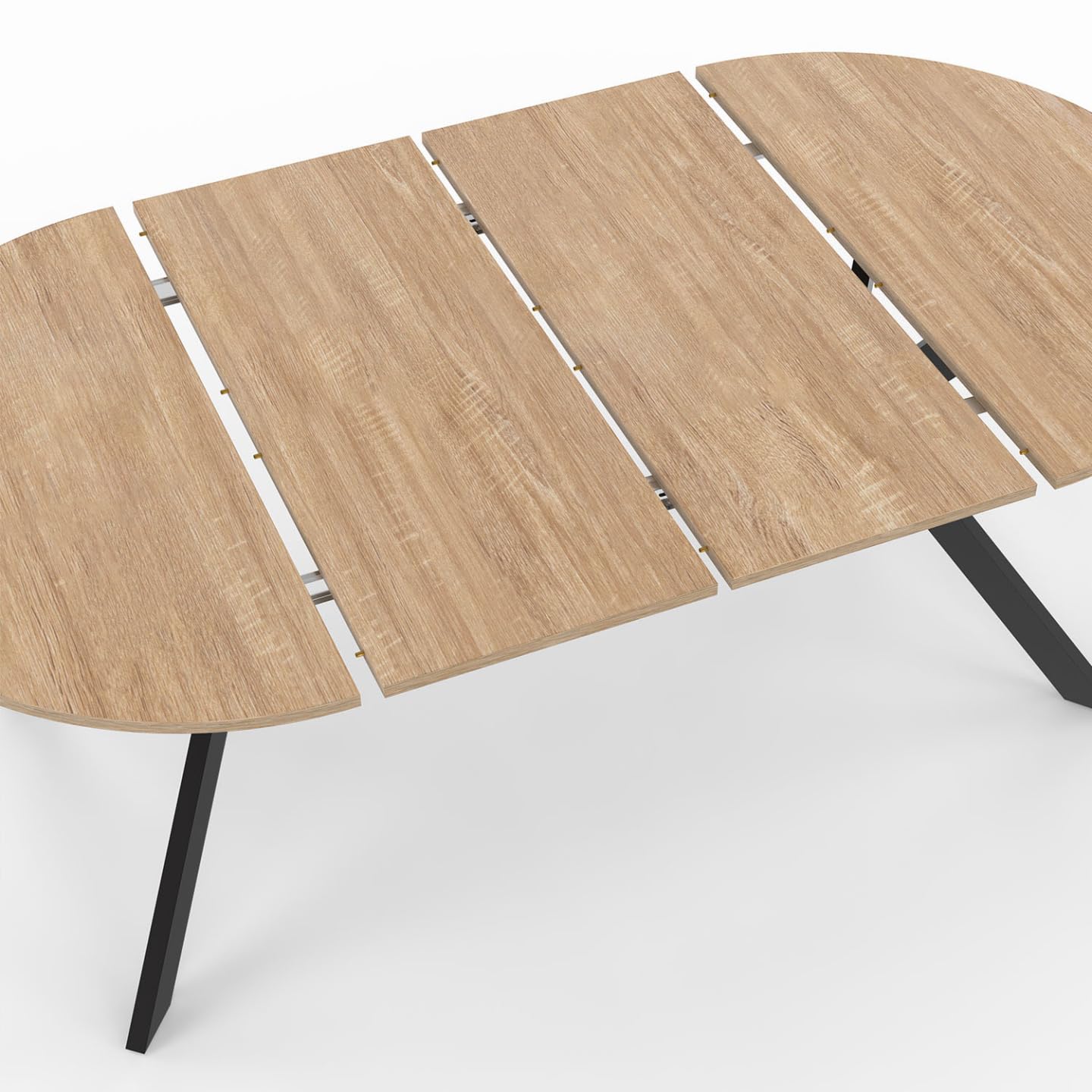 IDMarket - Mesa de comedor extensible redonda Alix 4-10 plazas con patas de araña de madera y negro 110-200 cm