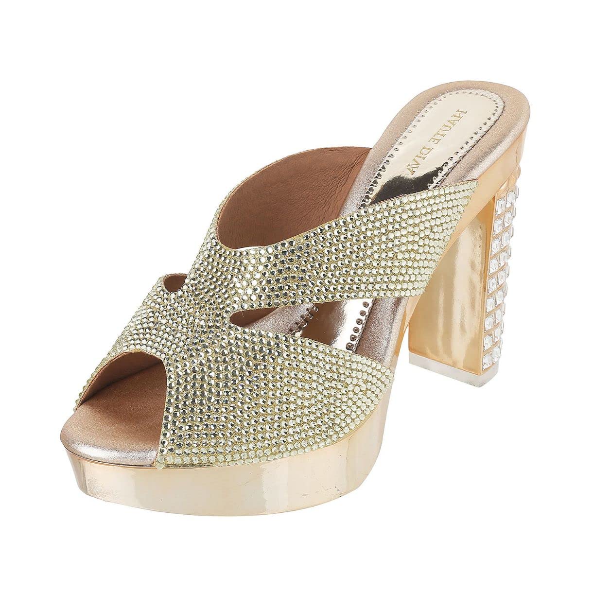 Mochi Womens Synthetic Gold Slip Ons Heels(Size (6 Uk (39 Eu)) - Review, Price and Buying Guide
