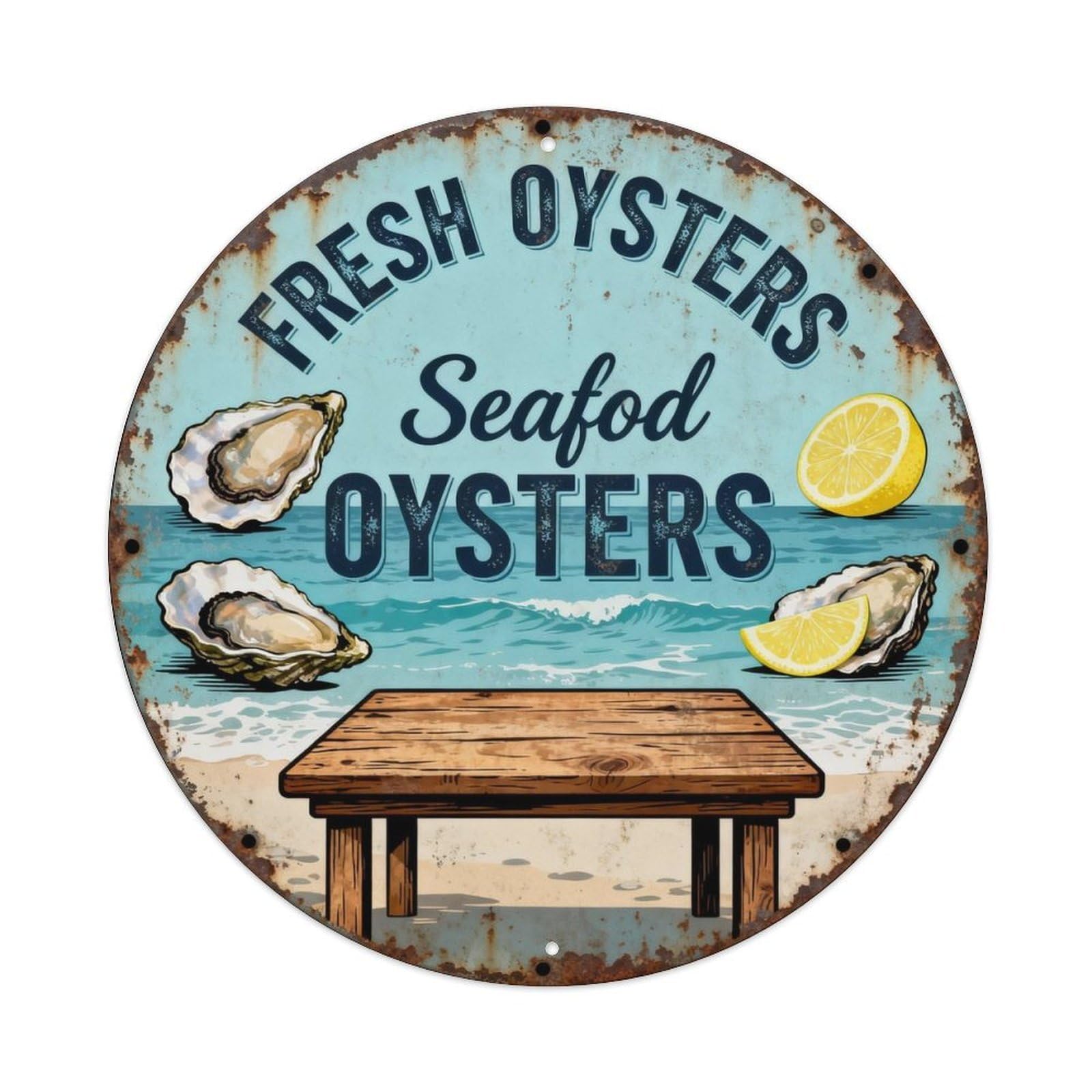 FRESH OYSTERS Metal Tin Sign Plaque