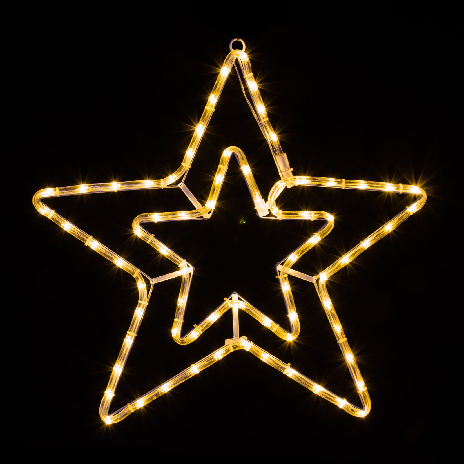 Pridea LED Leuchtstern 55cm 72 LEDs Warm-Weiße LED-Beleuchtung 8 schaltbare Programme 3 Watt Weihnachtsbeleuchtung für Innen und Außen Weihnachtsdekoration Lichterschlauchfigurn Stern Fensterdeko