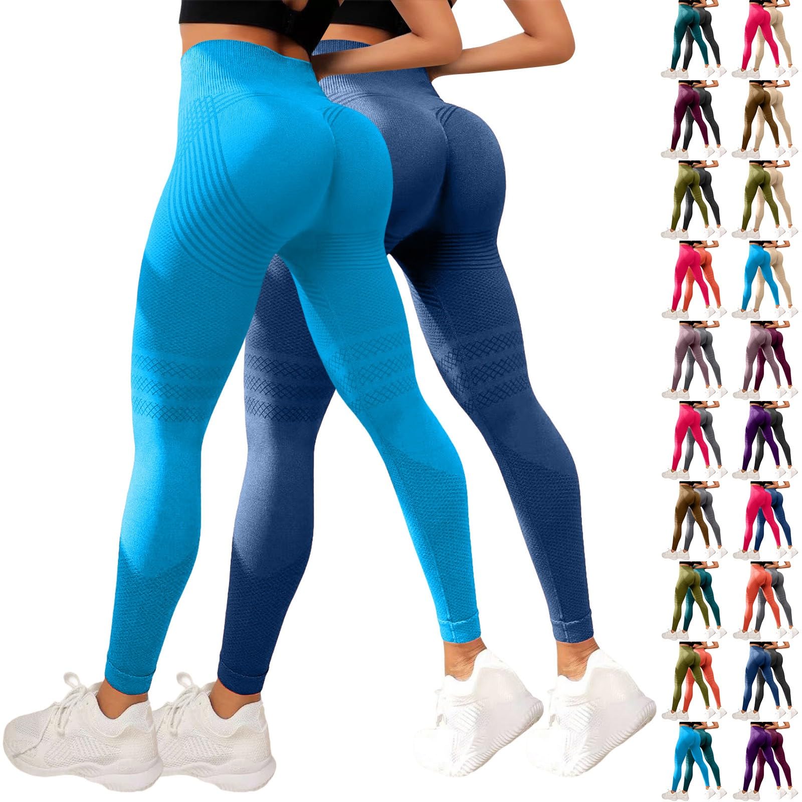 2 leggings da palestra da donna anti cellulite leggings da corsa a compressione 3D a vita alta leggings sportivi scrunch culo sollevamento leggings senza cuciture controllo della pancia dimagranti