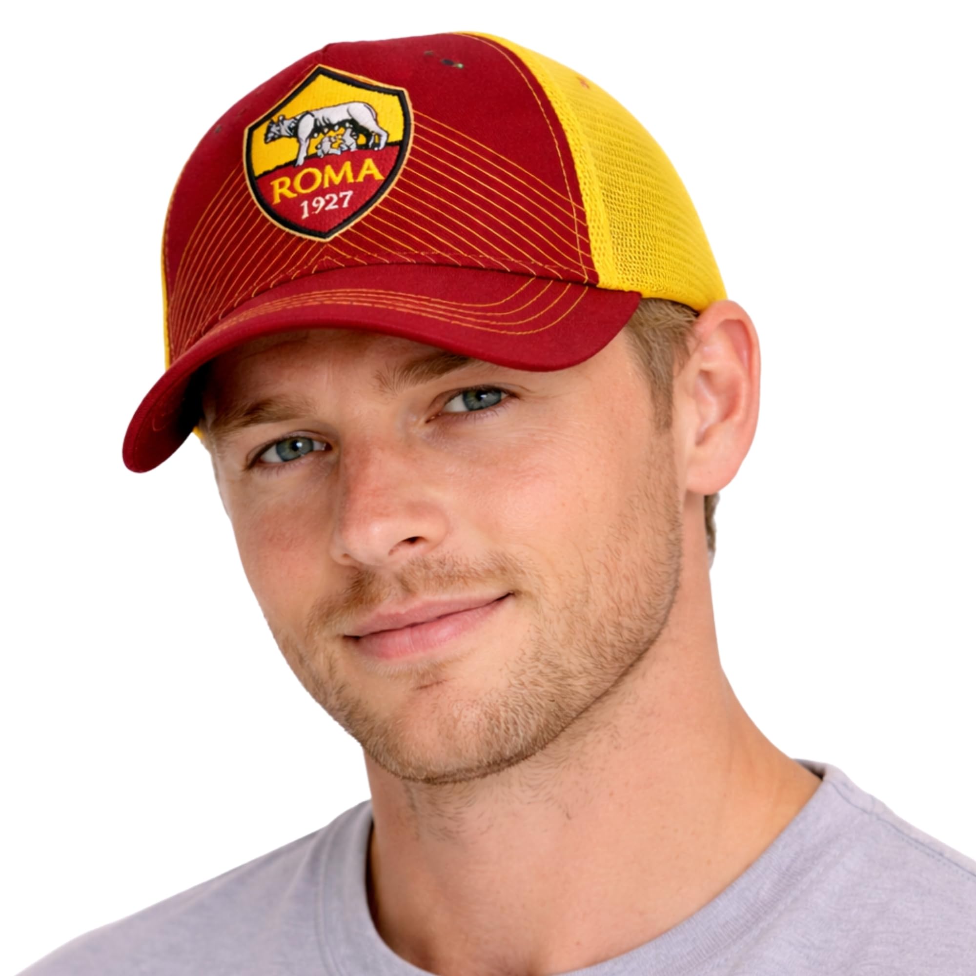 AS Roma Cappello Ufficiale in Cotone con Logo Modello Baseball con Visiera Curva e Regolabile – Prodotto con Licenza