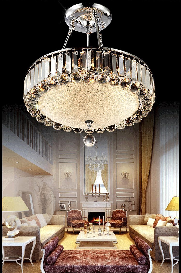 A1A9 Luxurious Modern Crystal Chandelier, Clear K9 Crystal Droplets Ceiling Lights Fixture