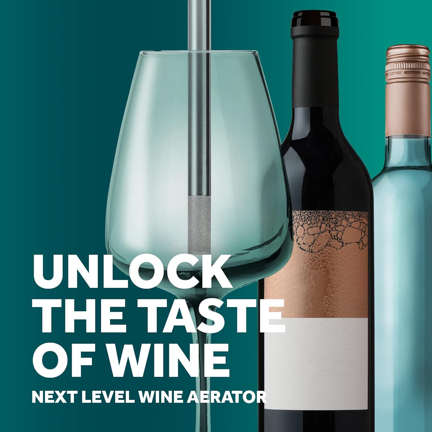 Airtender Air Pump with Stainless Steel Aerator for Wine and Beverages, Instantly Improves Flavor in Wine, Artisan Cocktails and Other Beverages