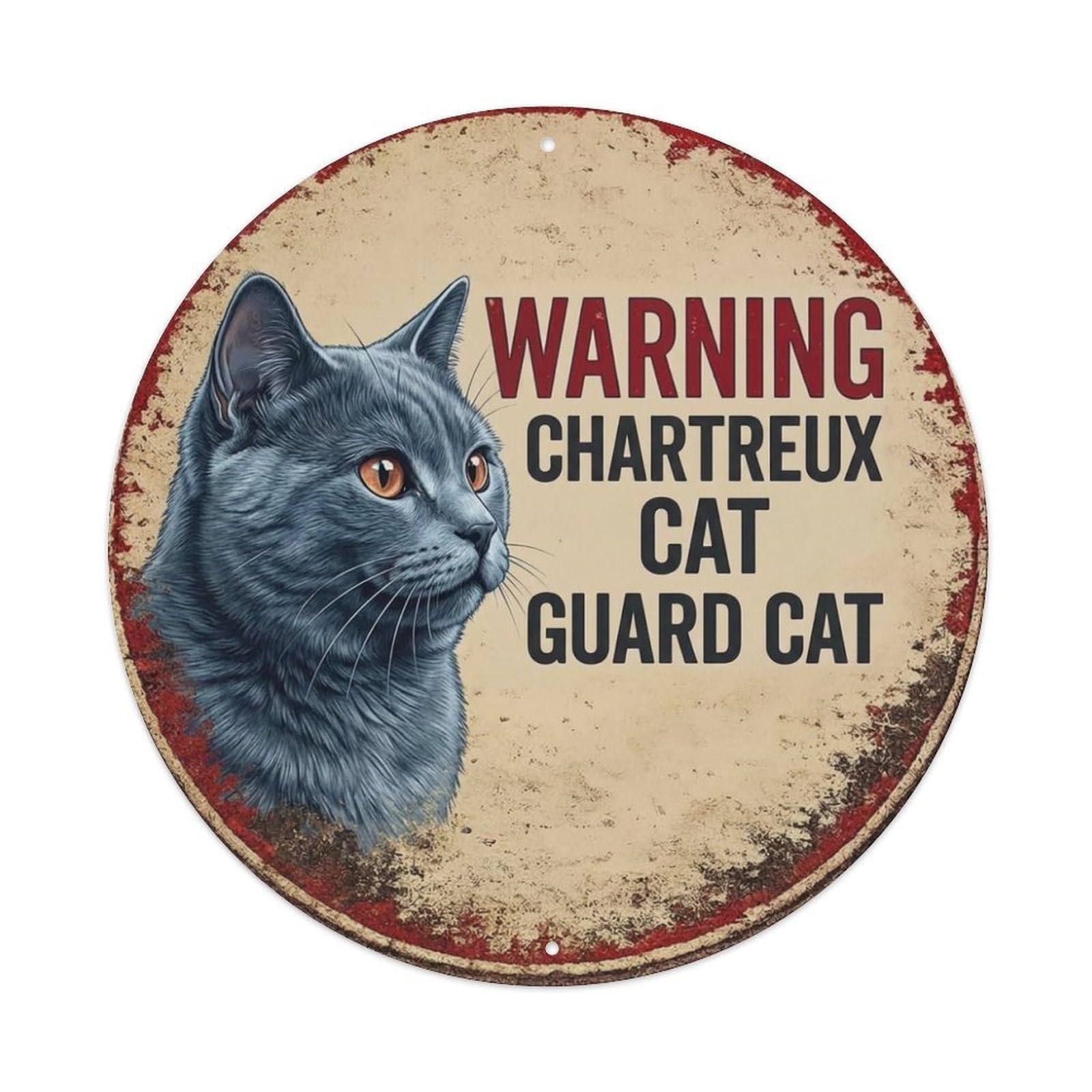 Tgrcjimh Style Metal Tin Sign Vintage Warning Chartreux Cat
