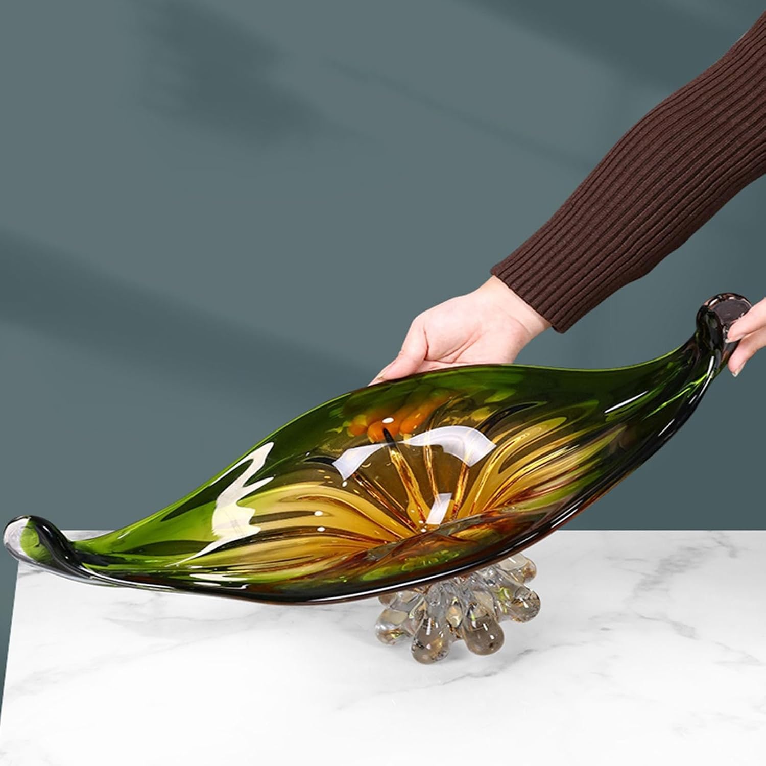 Fruit Bowls Fruit Bowl, Transparent Glass Fruit Plate, Decorative Fruit Basket for Kitchen Counter, Table Countertop, Home Decor Decorative Fruit Bowl