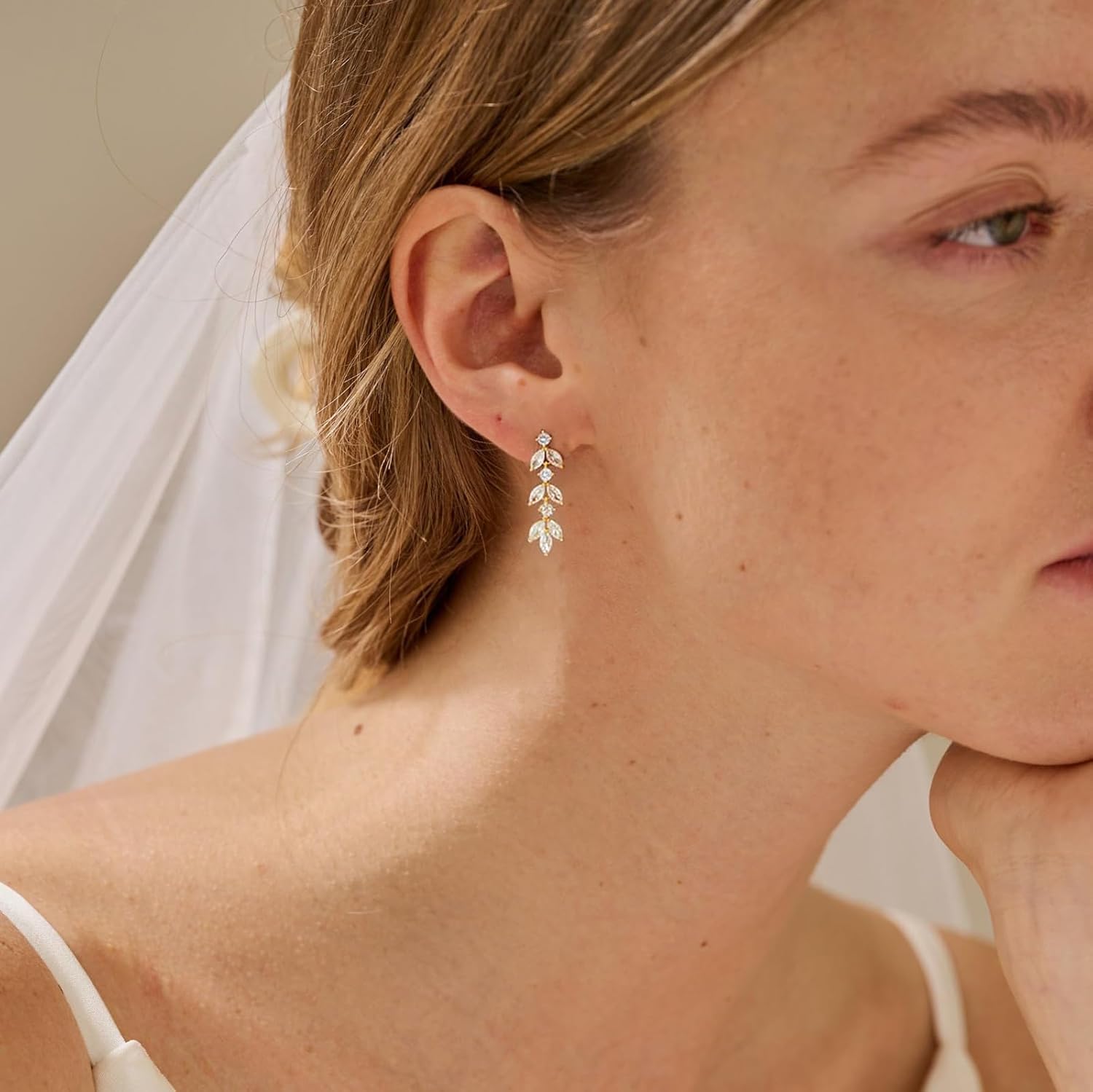 Dainty Dangle Earrings Elegant Marquise Leaf Cubic Zirconia Drop Earrings Wedding Prom Parties Earrings Stylish Jewelry Gift - Image 2