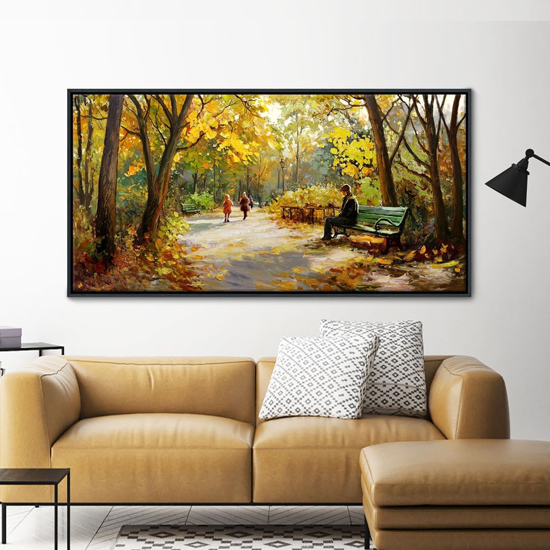 Forest Canvas Wall Art Large Wall Decor for Living Room Farmhouse Landscape Painting Wall Pictures Office Mural Farmhouse Home Decor 29x58 Inches Wood Framed 29L" x 58W" Yellow