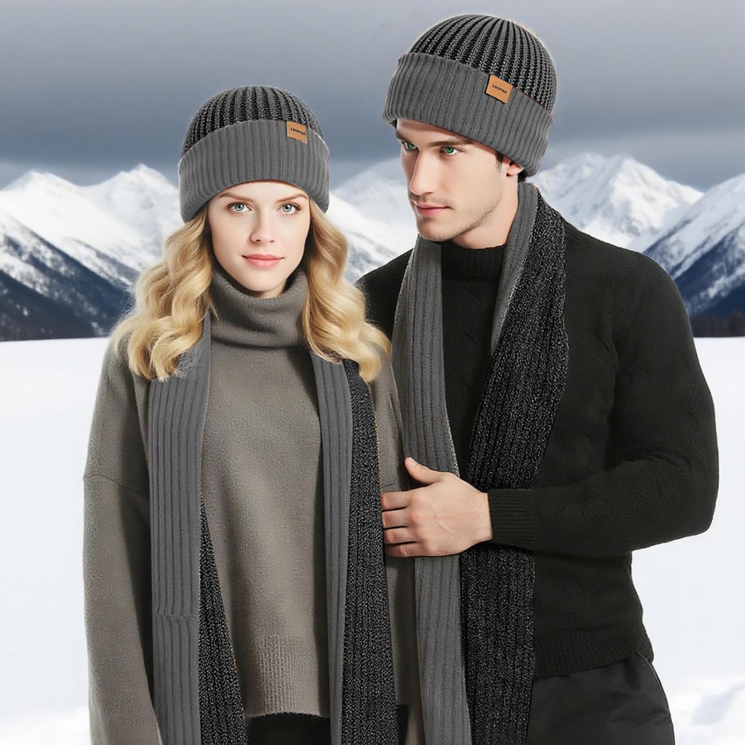 Mens Winter Beanie Hats Scarf for Men with Touchscreen Gloves, Warm Long Scaves Fleece Lined Hats Knit Gloves Set Gifts - Image 7