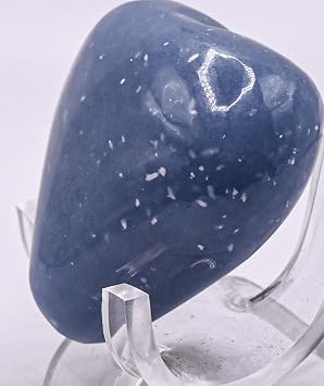 49mm 85g Blue Angelite Anhydrite Heart Polished Natural Gemstone Crystal Mineral Specimen - Peru + Stand
