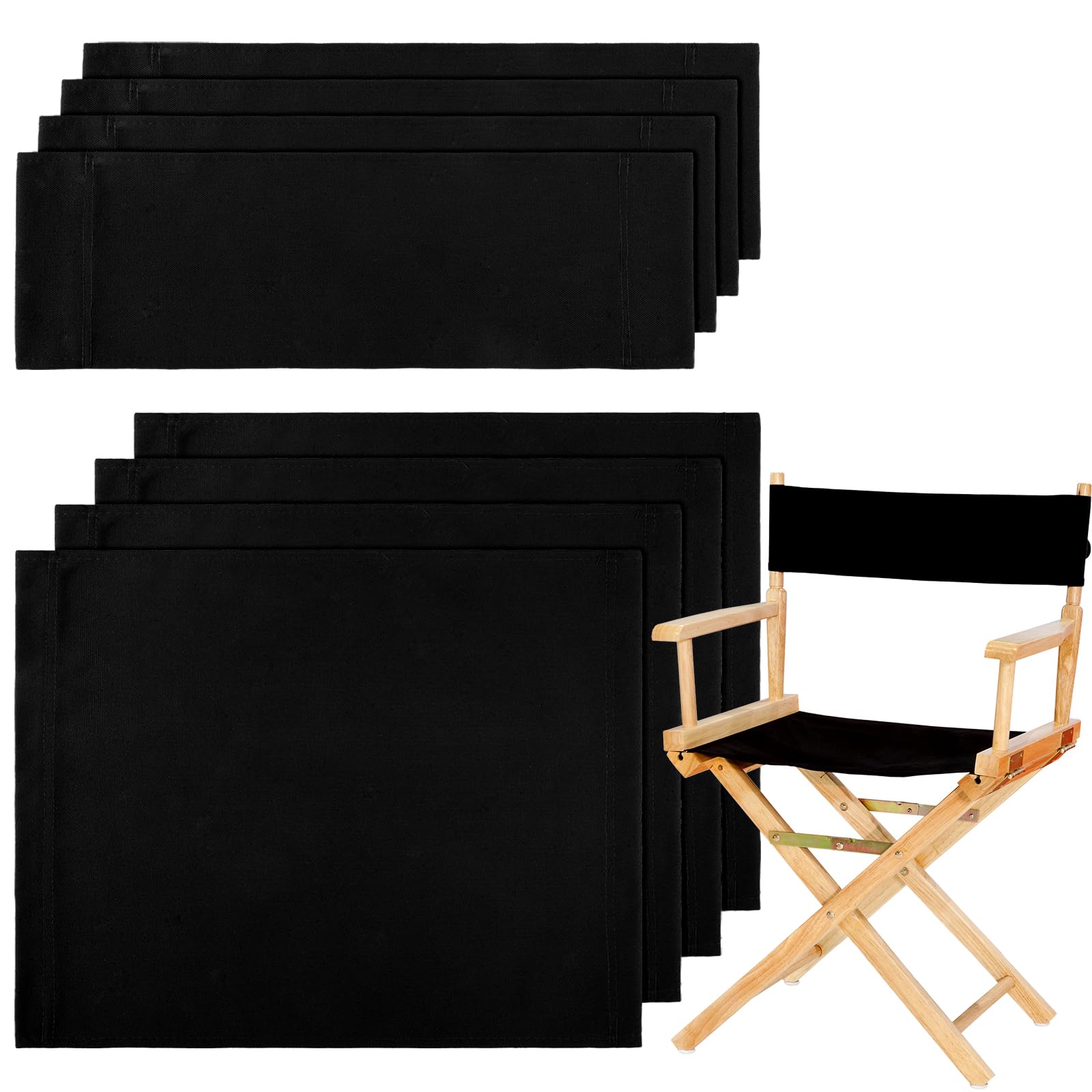 Photo 1 of Boao 4 Sets Directors Chair Canvas Replacement, Makeup Chair Seat and Back Replacement Cotton Canvas Stool Protector for Home Director Medium Size (Black)