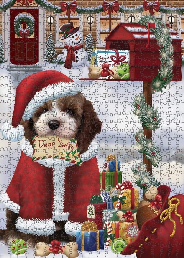 Dear Santa Mailbox Christmas Cockapoo Dog Jigsaw Puzzle for Adults - Animal Printed Interlocking Puzzle Game Artwork - Gift for Dog Lover's -1000 Pcs 29.5"x19.7", PZLE55681