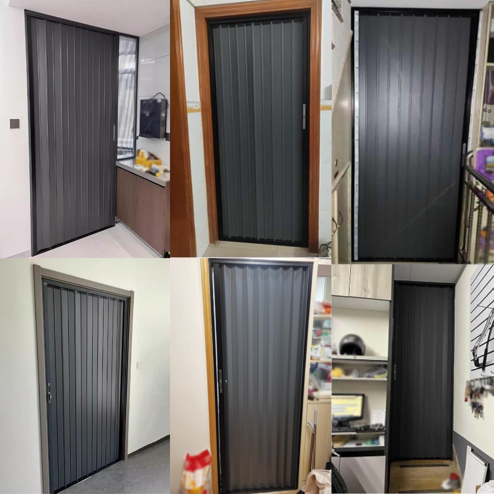 Drzwi składane, aluminiowe drzwi harmonijkowe, zamykana składana brama wewnętrzna do restauracji, sklepów, magazynów i studiów, łatwa instalacja (96 x 203 cm)