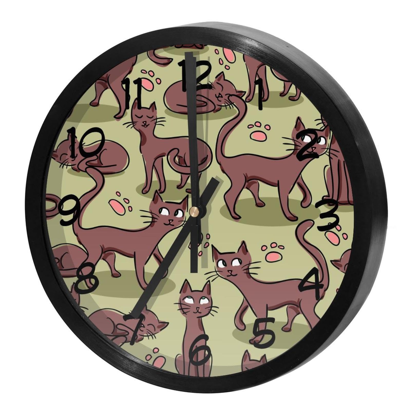 Horloge murale silencieuse maison cuisine école chat mignon