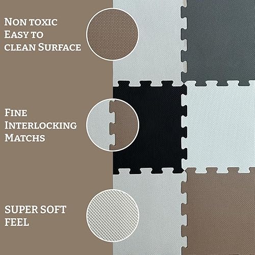 Miniatura 4 de Alfombrillas de juego para bebés para el suelo, no tóxicas, rompecabezas de espuma, rompecabezas de 25 piezas, azulejos de espuma entrelazados,