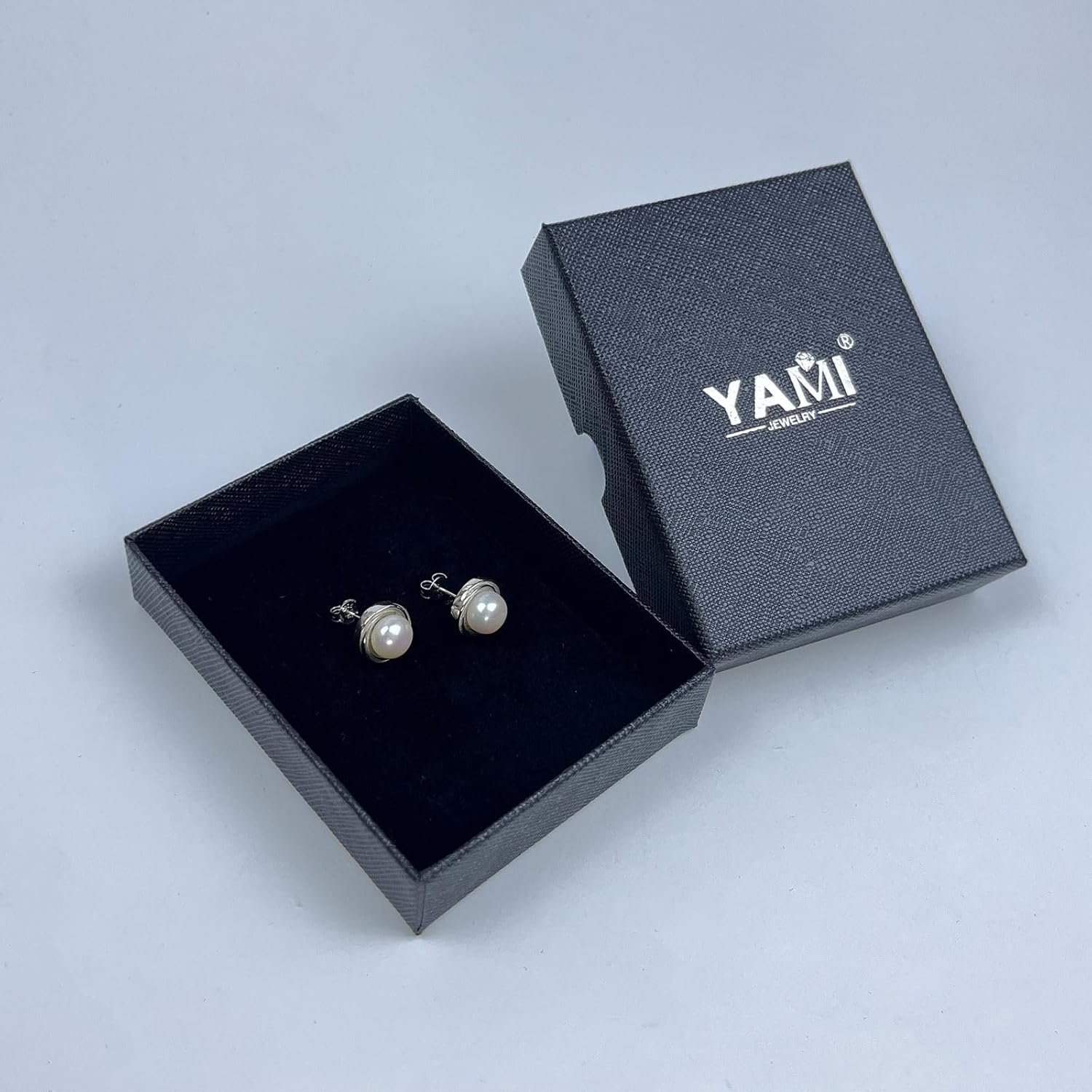 YAMI Sterling Silver Natural Cultured Pearl Earrings for Women, Black/White/Pink/Grey Pearl Stud Earrings 8MM, Hypoallergenic Jewelry Gifts for Mother Wife Her - Image 8