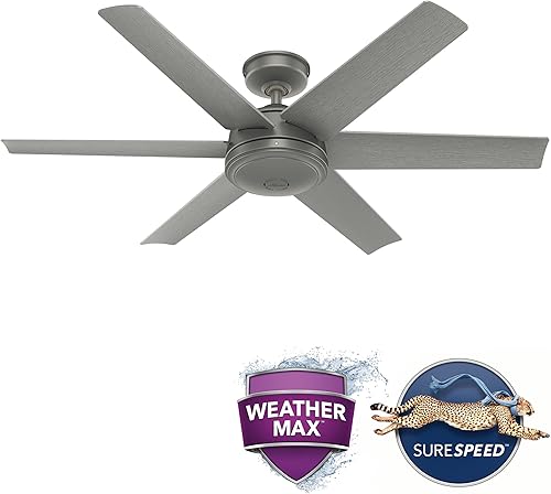 Miniatura 2 de Hunter Jetty WeatherMax - Ventilador de techo para interiores y exteriores con control de pared Plateado mate,Negro mate,bronce