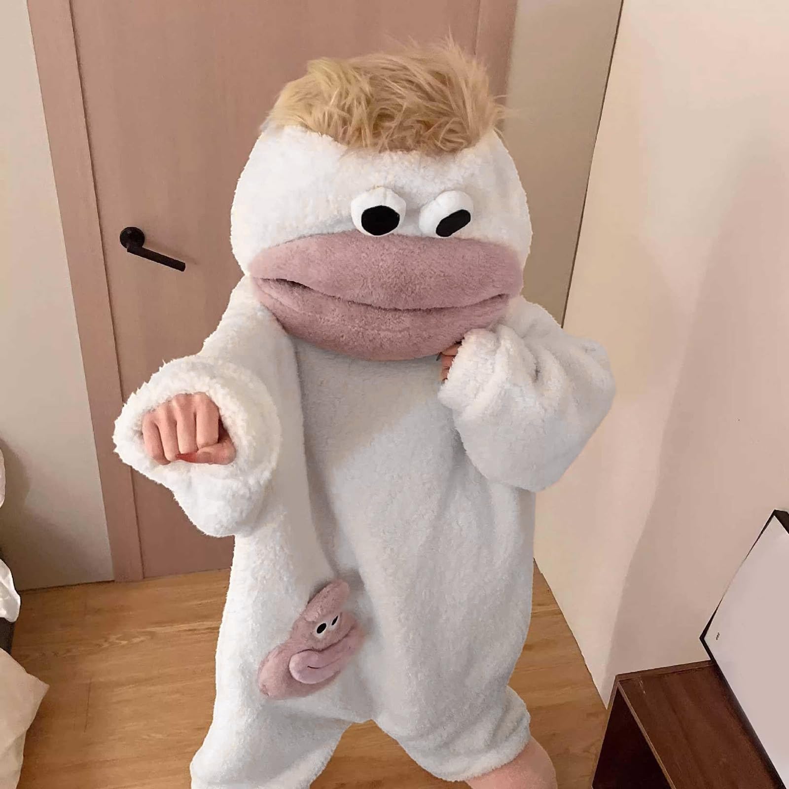 Silly Onesie Boys Girls Jumpsuit Unisex Ultra Soft Plush Hooded Onesie Overall Green Funny Monster Hooded Jumpsuits Silly Big Mouth Jumpsuit for Movie Nights Family Fun & Cozy Relaxing - Image 5