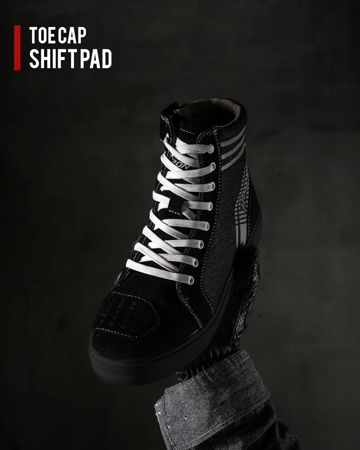 IRON JIA'S Motorcycle Shoes for Men, Anti-Slip Breathable Street Casual Motorcycle Riding Boots with Side Zipper, Ankle Support, Shift Pads Black 11 - Image 6