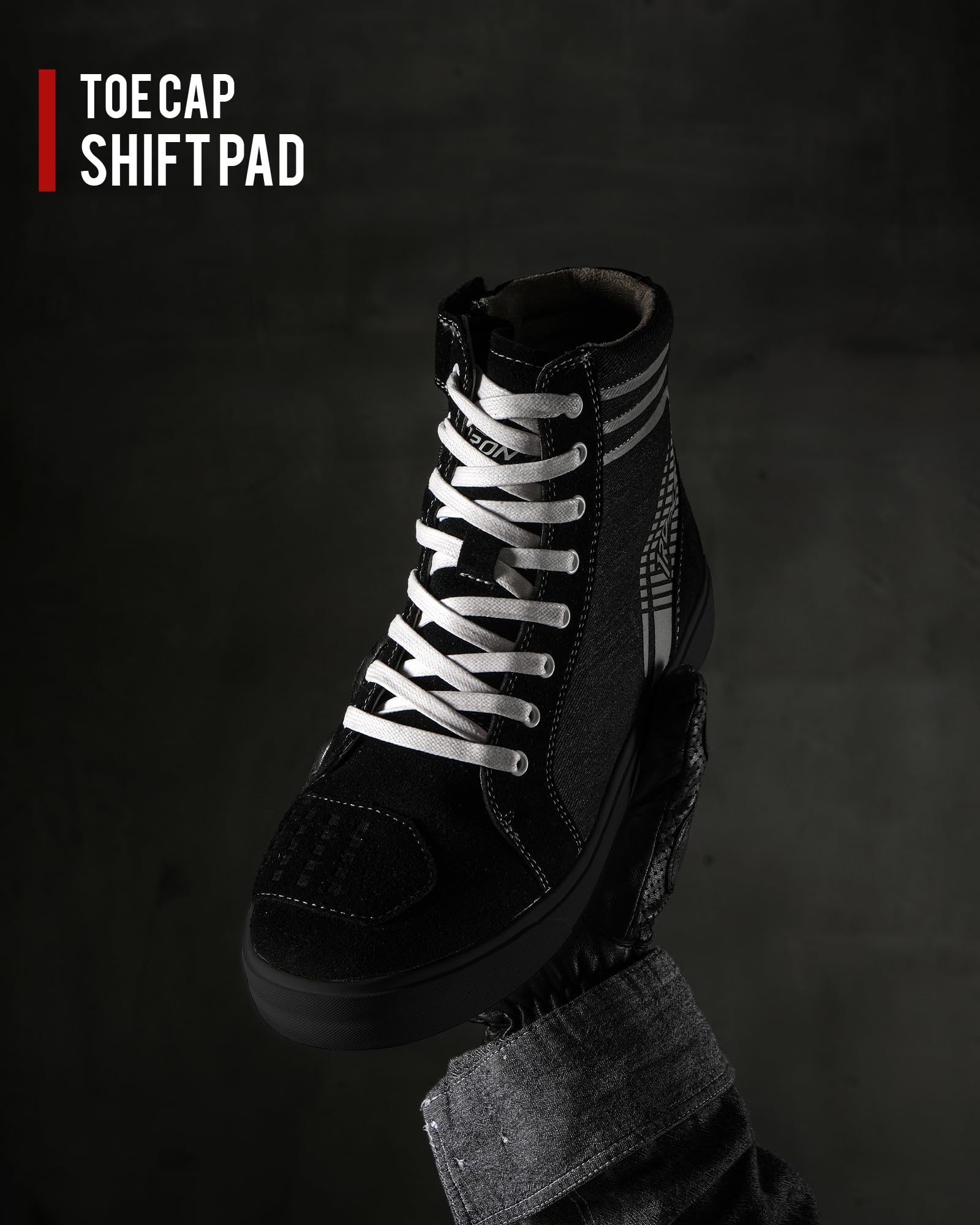 IRON JIA'S Scarpe Moto Uomo，Stivali Moto Casual da Strada Traspiranti e Antiscivolo con Cerniera Laterale, Supporto per la Caviglia e Pattini di Cambio 44