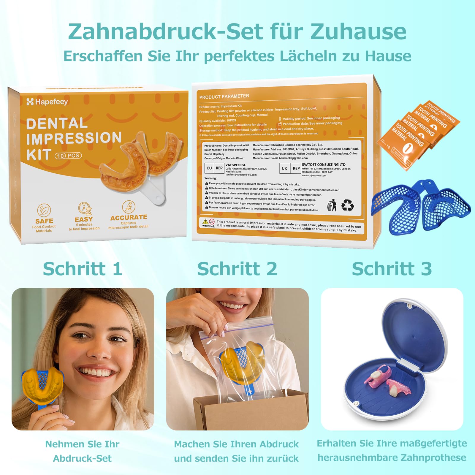 Prótesis parcial personalizada para espacios dentales – Prótesis dental provisional extraíble para hombres y mujeres, dentadura con ajuste perfecto. Fácil de usar para una sonrisa perfecta (1 diente)