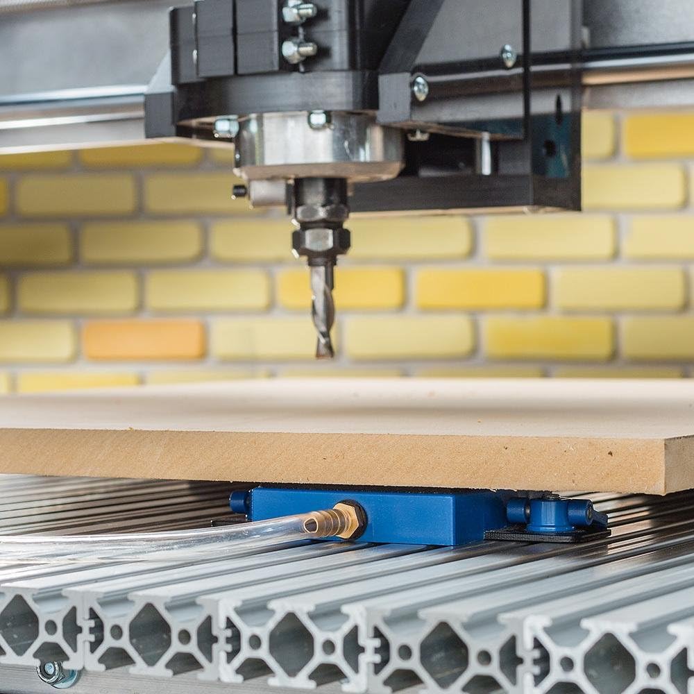 Vacuum Clamp Pod Kit w/T Bolt, Fold Down Knobs, Vacuum Hose, Barbed Brass Fitting, & Vacuum Gasket – CNC Clamps for CNC Projects, Routed Signs and Plaques