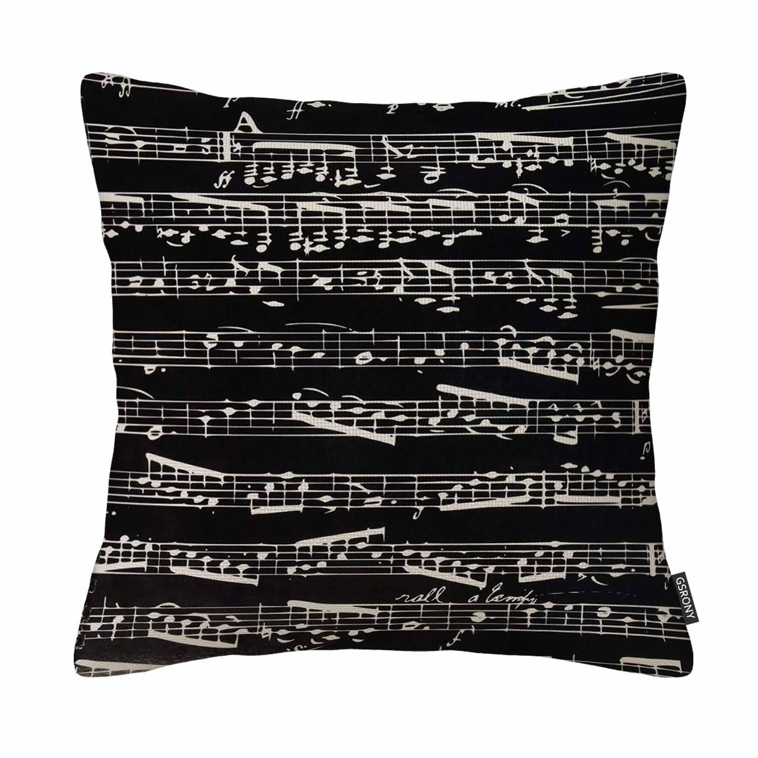 Swono Federa Per Cuscino Quadrata 45x45 Cm – Cotone E Lino Con Note Musicali E Scritta "Treble Love" - 4