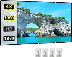 Tela de Projetor 4K HD 16 9 60 Polegadas Dobrável Portátil Anti-Enrugue com Ganchos para Teatro em Casa Escritório e Ambientes Internos